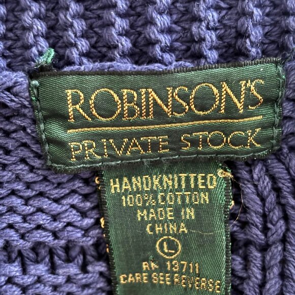 Robinson's Private Stock Hand Knit Men's Sweater Size Large Cable Knit Cardigan - Picture 4 of 9